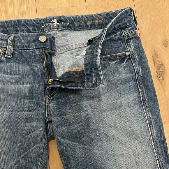 7 For All Mankind 7FAM "A" Pocket Bootcut Wide Flare Leg Jeans Blue Size 30 - Picture 5 of 16